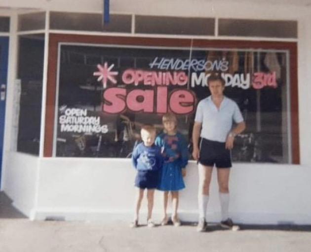 Allen Henderson with son Justin and daughter Mel ahead of the store officially opening in 1986.