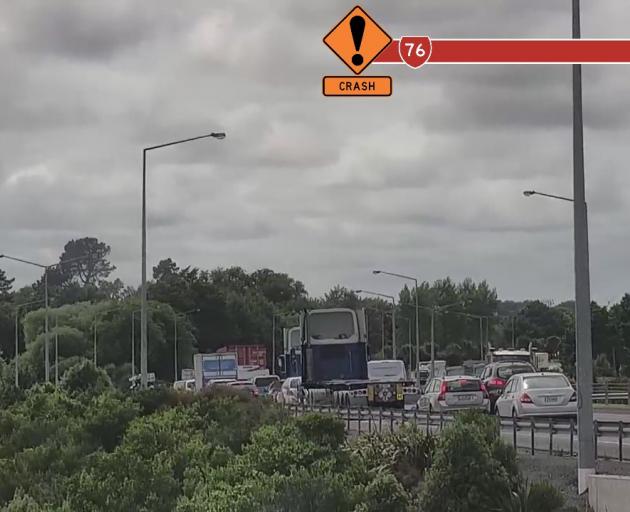 Congestion on the Christchurch Southern Motorway after the crash. Photo: Waka Kotahi NZTA...