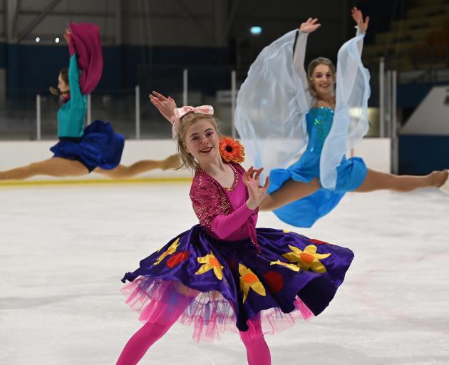 Rehearsing for the Snow Queen at the Dunedin Ice Stadium are (from left) Hannah Sime (17), Lucie...