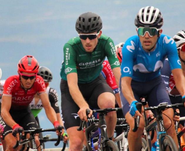 Jones (green) on the road during a European tour. Photo: Supplied