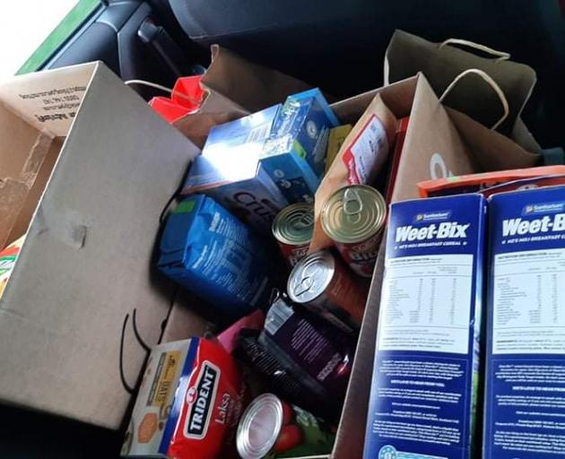 About 90 boxes were collected via the Toot For Tucker event in Rolleston. Photo: Supplied