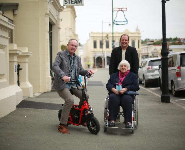 Assessing the challenges for people with mobility issues in Oamaru yesterday are Waitaki District...