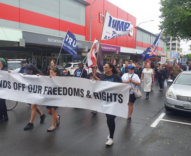 In addition to the Newmarket march in Auckland, about 200 protesters marched up New Plymouth's...