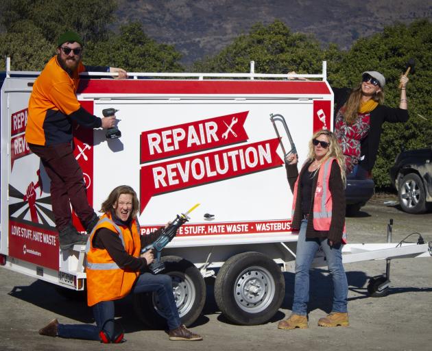 Readying the Wastebusters repair revolution trailer. PHOTO: GINA DEMPSTER