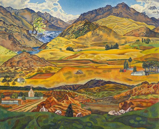 Rita Angus’ Central Otago (1953-56/1969). Collection of the Museum of New Zealand Te Papa...