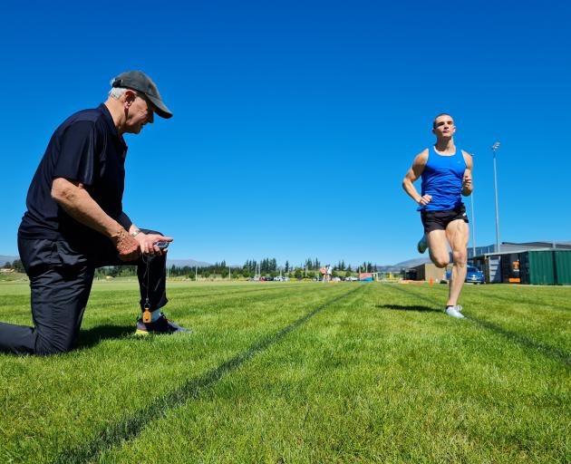 Shay Veitch trains under the watchful eye of coach Michael Beable in Wanaka this week. PHOTO:...