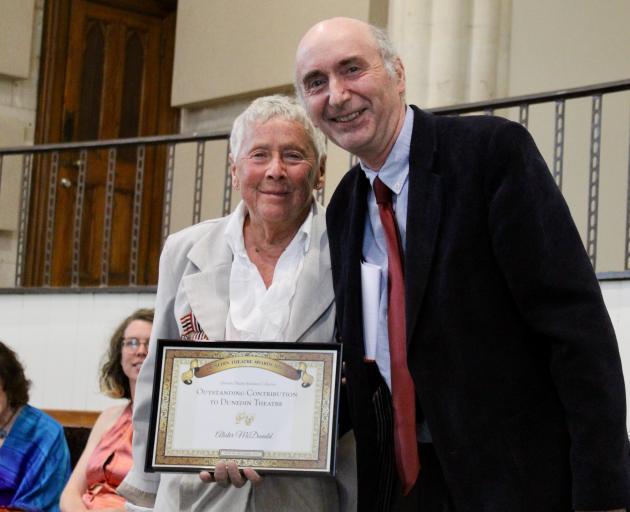 Alister McDonald accepts his special award for Outstanding Contribution to Dunedin Theatre from ...