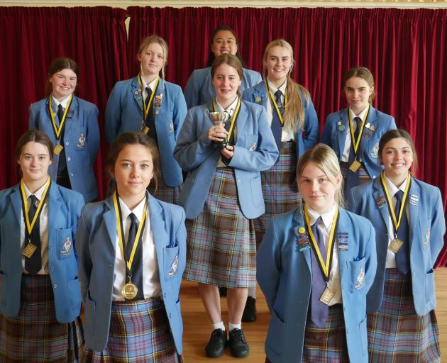 Queen's High School hip-hop dancers (back from left) Georgia Divers (15), Georgina Clark (17),...