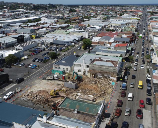 Three earthquake-prone buildings in South Dunedin have nearly been demolished, making way for...
