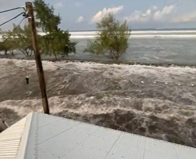 Footage posted on Twitter shows the waves coming ashore in Tonga. PHOTO: DR FAKA TAUMOEFOLAU