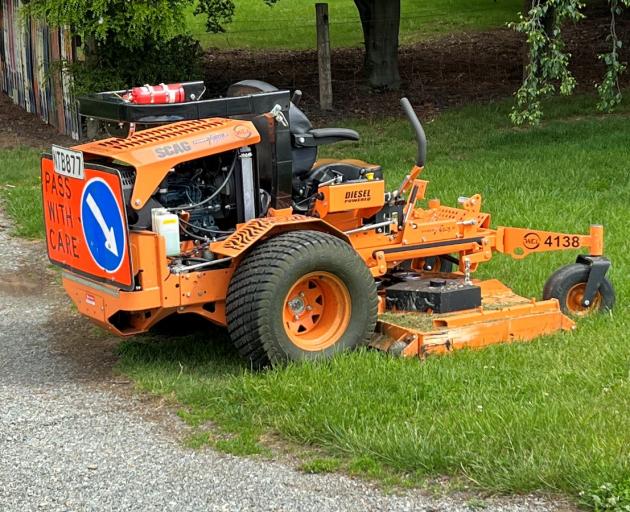 The SCAG ride on mower's registration is NTB877. Photo: Canterbury Police
