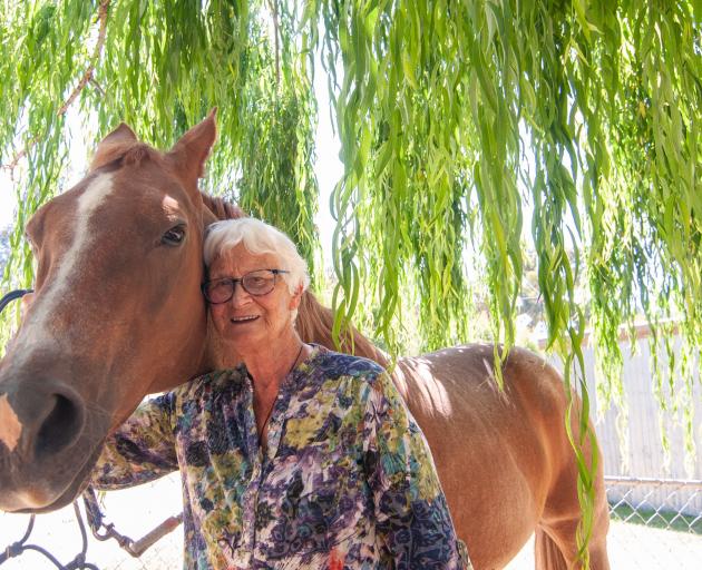 Jeanette McKay pats horse Josh ahead of the 30th Goldfield Cavalcade next month. PHOTO: SHANNON...