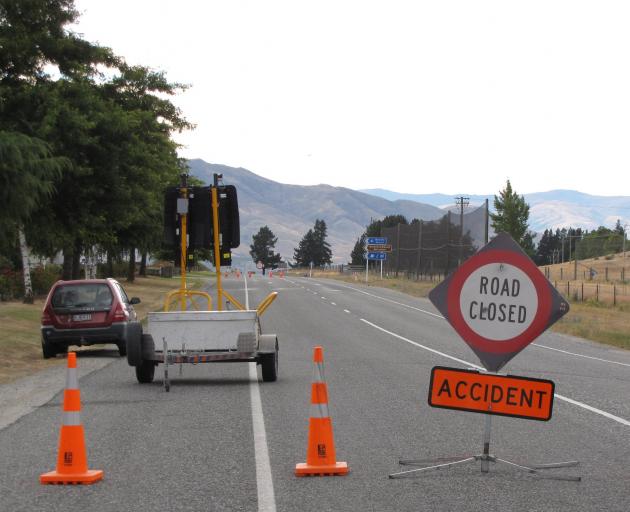 Detours are in place near the scene of a serious crash near Wanaka Airport. Photo: Marjorie Cook 