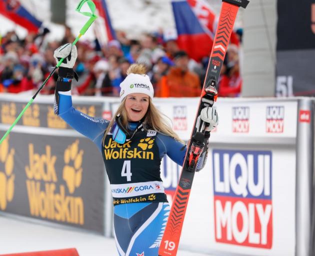 Alice Robinson celebrates after a run at the weekend. Photo: Getty Images