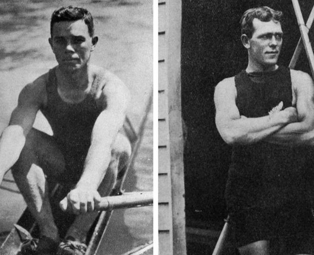 Darcy Hadfield, who defeated Dick Arnst (right) by eight lengths in their Sculling Championship...