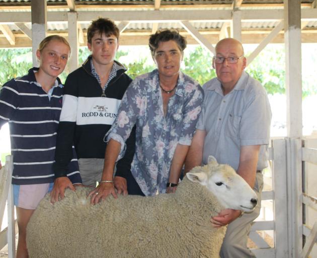 Snowdon Station sheep breeder Annabel Tripp (third from left), accompanied by her children...