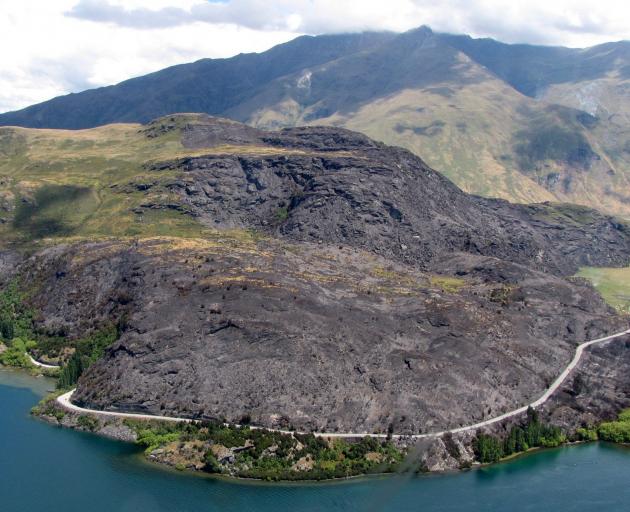 An aerial photo reveals the extent of the fire which burned a Department of Conservation reserve...