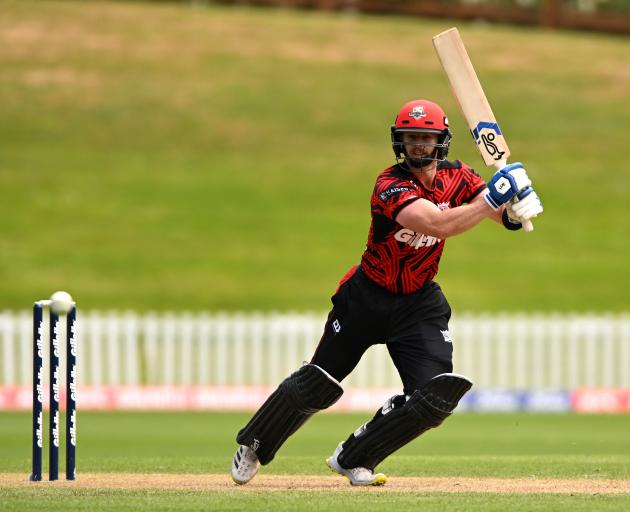 Cam Fletcher plays a cuts shot during his unbeaten innings of 63 in Canterbury’s win over...