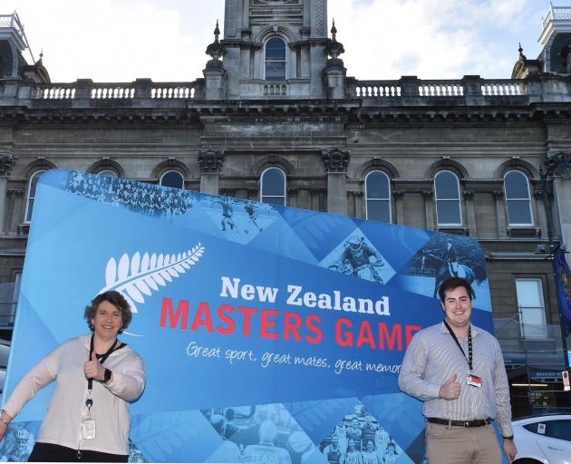 Masters Games organisers Vicki Kestila and Ben Anngow in the Octagon at the launch of the 2022...