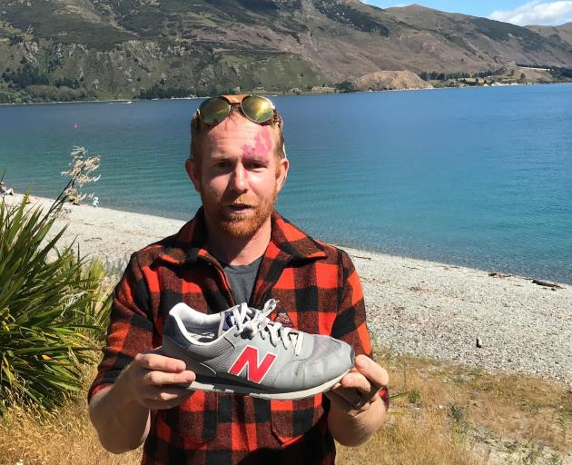 Graham with a 1980s-style shoe he will wear in the two-day event. PHOTO: MARJORIE COOK