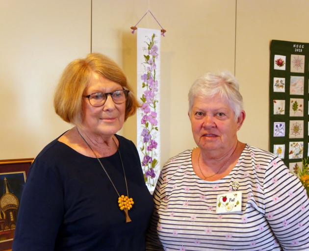 North Otago Embroiderers’ Guild member Margaret Wing (left) and president Patricia Edmondston...