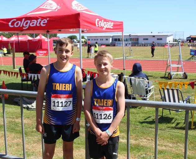 Athletics Taieri athletes Charlie Nichol (11, left) and Samuel McHutchon (11) competed in the...