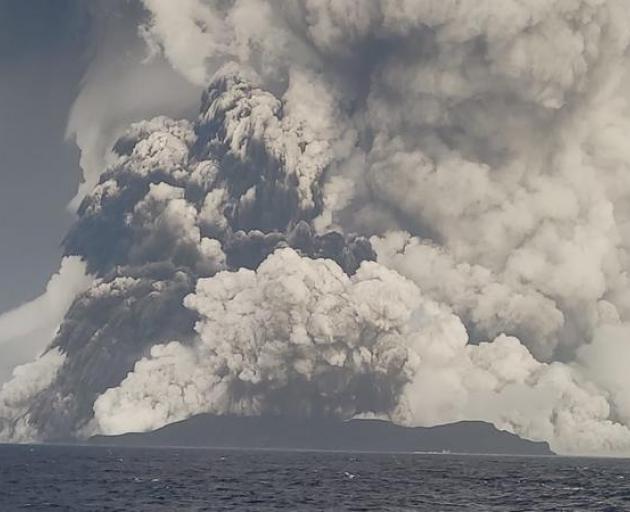 Hunga-Tonga-Hunga-Ha'apai erupting. Photo: Tonga Geological Services