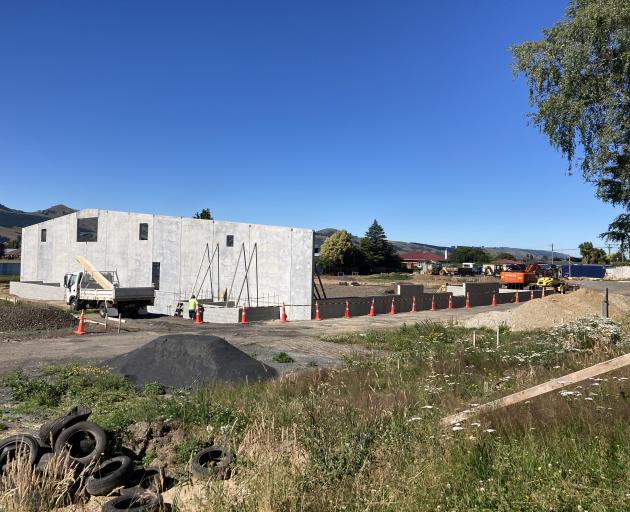 The first large wall of the new Mosgiel Pool has been put up. PHOTO: JESSICA WILSON
