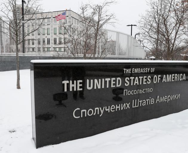 A view shows the US embassy in Kyiv, Ukraine. Photo: Reuters
