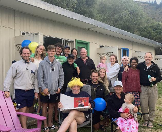 Invercargill resident Frank Goodall (seated, centre) celebrated a half century of visiting Lake...