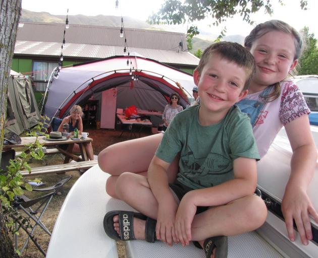 Enjoying the Wanaka Lakeview Holiday Park last week are Ollie and Arlya Shute, of Dunedin. Behind...