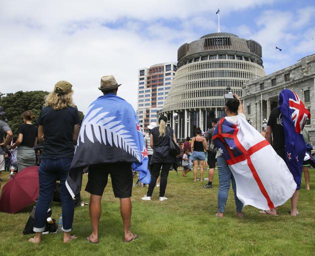 Convoy protesters at Parliament. PHOTO: HAGEN HOPKINS/GETTY IMAGES