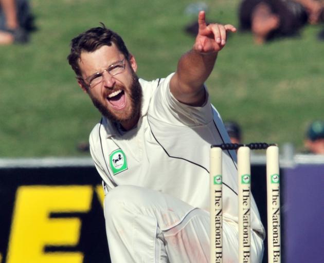 Daniel Vettori appeals for a wicket against the West Indies in Napier in 2008.