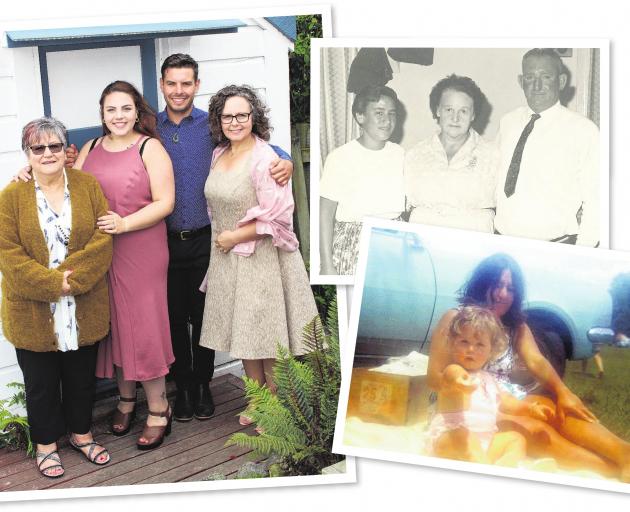 Clockwise from above left: Erica Newman (right) with her children, Nadia (24) and Bryden (25) and...