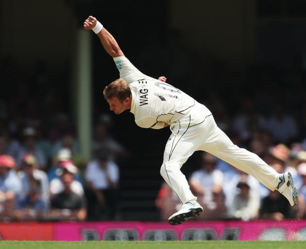 Neil Wagner sends down another short one against Australia in Sydney in 2020.
