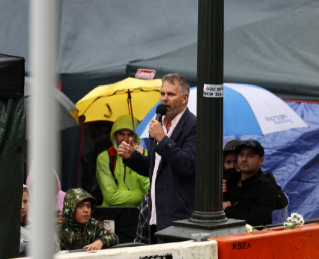 Former National MP Matt King joined the protest at Parliament. Photo: NZ Herald
