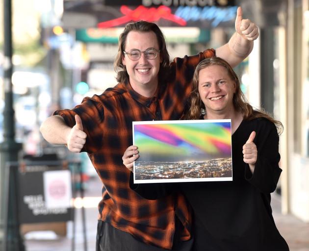 Dunedin Pride secretary Trak Grey (left) and chairperson Max Wolfgram in George St with the...
