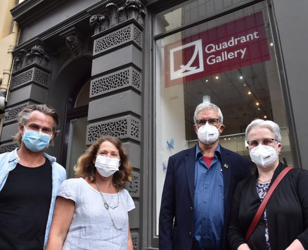 New owners of Dunedin’s Quadrant Gallery (from left) Stuart Barson and Becs Wilson, with former...
