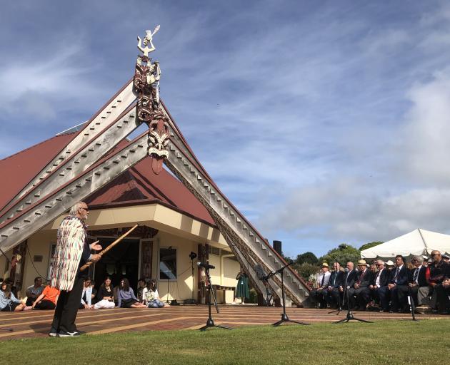 Waihopai Te Runanga o Ngai Tahu representative Michael Skerrett speaks at the celebrations.