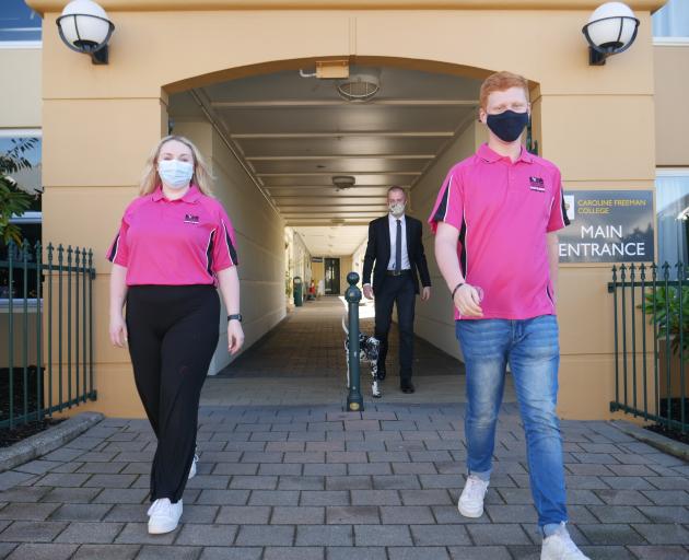 Caroline Freeman College (from left) subwarden Abby Spronken (22), assistant warden Kieran Duncan...