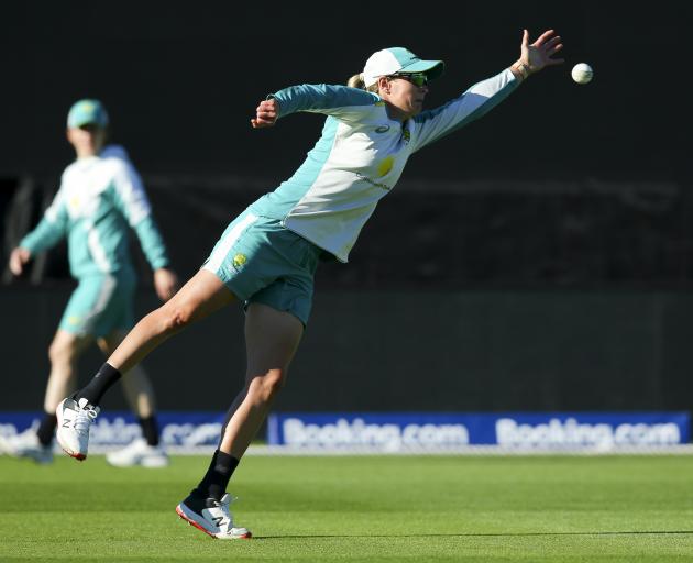 Australia batter Meg Lanning fields during a nets session at the Basin Reserve yesterday. 