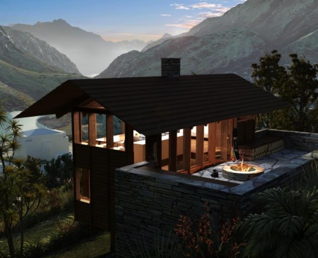 High on a hill: One of the Arthurs Points Woods turnkey cabin designs. Image: Supplied