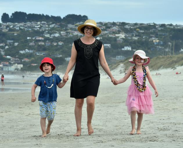 Mikah Bohn Bitcheno (4), Yvonne Bohn and Ayla Bohn Bitcheno (7) on a family day out at St Kilda...
