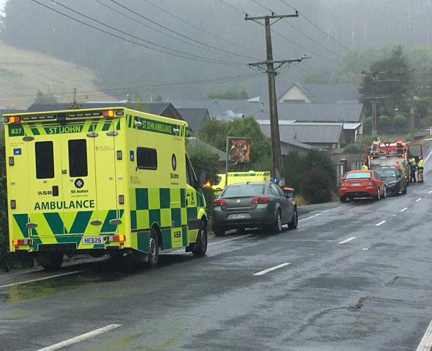 Emergency services at the scene in Wingatui today. Photo: Christine O'Connor Emergency services at the scene in Wingatui today. Photo: Christine O'Connor