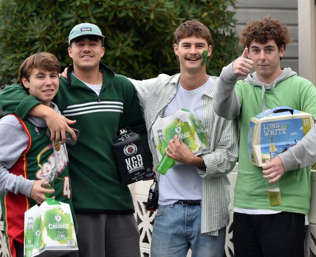 Students during 2022 St Patricks Day celebrations in Castle St on Thursday. PHOTO: PETER MCINTOSH