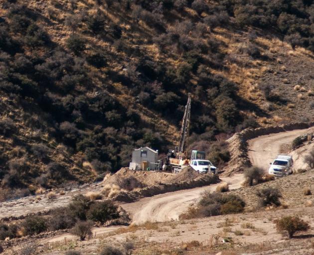 Santana Minerals contractors drilling near the historic "Come in Time'' battery site, about 2km...
