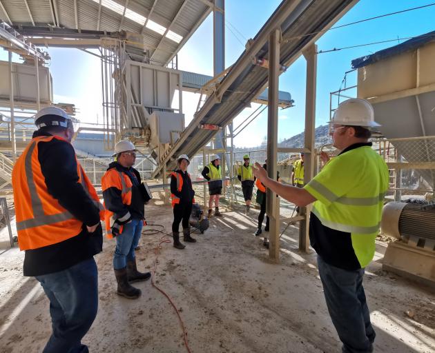 Ravensdown national quarries manager Richard Millar shows stakeholders the firm’s Dipton lime...