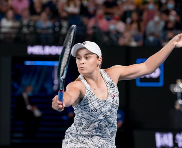 Ash Barty in action at this year's Australian Open. Photo: Getty Images