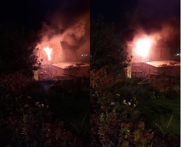 The fire which broke out at a house in Phillips St. Photo: Supplied