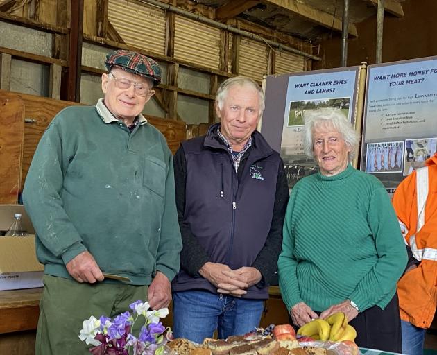 Texel breed committee chairman Paul Gardner (centre) made a presentation to retiring Texel...